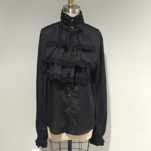 Elegant Black Ruffled Blouse